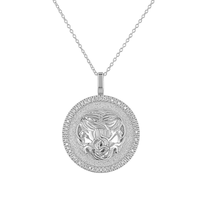 Diamond Zodiac Coin Medallion Necklace - Lotus Diamond