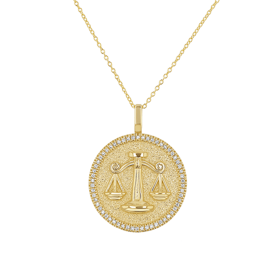 Diamond Zodiac Coin Medallion Necklace - Lotus Diamond