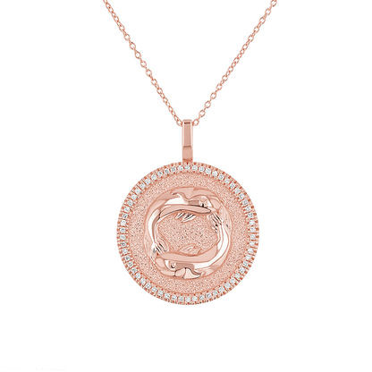 Diamond Zodiac Coin Medallion Necklace - Lotus Diamond