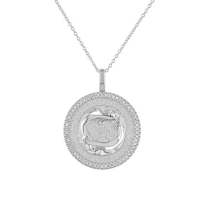 Diamond Zodiac Coin Medallion Necklace - Lotus Diamond