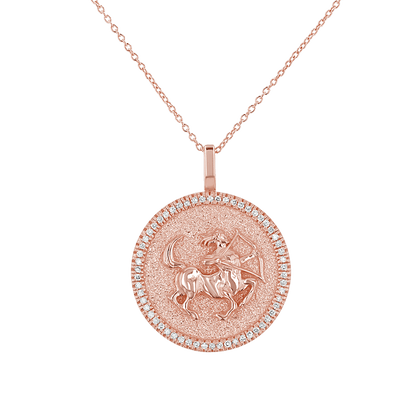 Diamond Zodiac Coin Medallion Necklace - Lotus Diamond