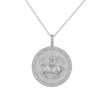 Diamond Zodiac Coin Medallion Necklace - Lotus Diamond