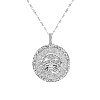 Diamond Zodiac Coin Medallion Necklace - Lotus Diamond