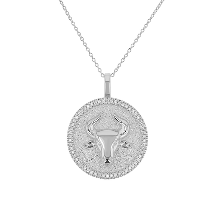 Diamond Zodiac Coin Medallion Necklace - Lotus Diamond
