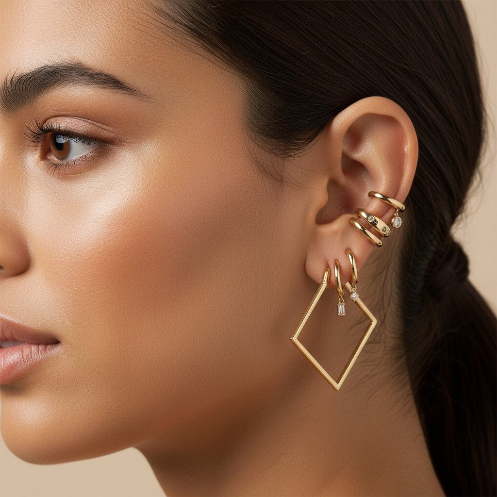 Dome Ear Cuff - Lotus Diamond