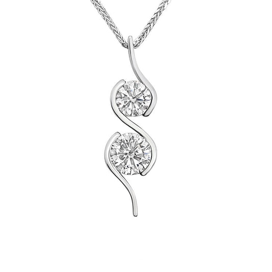 Double Diamond Fashion 18K wave pendant - Lotus Diamond