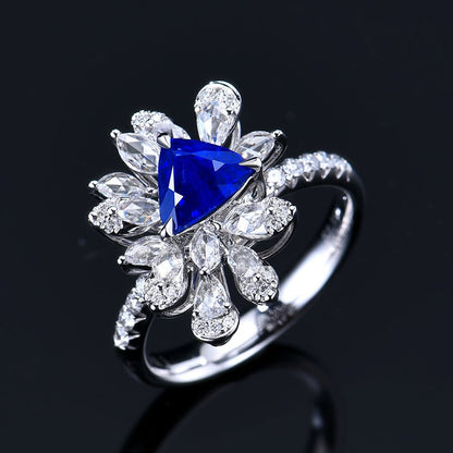 Dual purpose Sri Lanka Natural Royal Blue Sapphire Ring/Pendant - Style G - Lotus Diamond