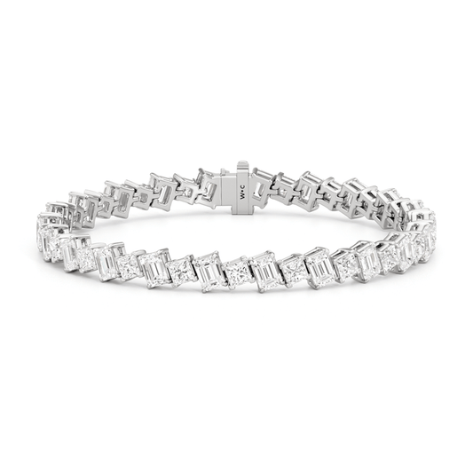 Emerald and Princess Herringbone Tennis Bracelet - Lotus Diamond