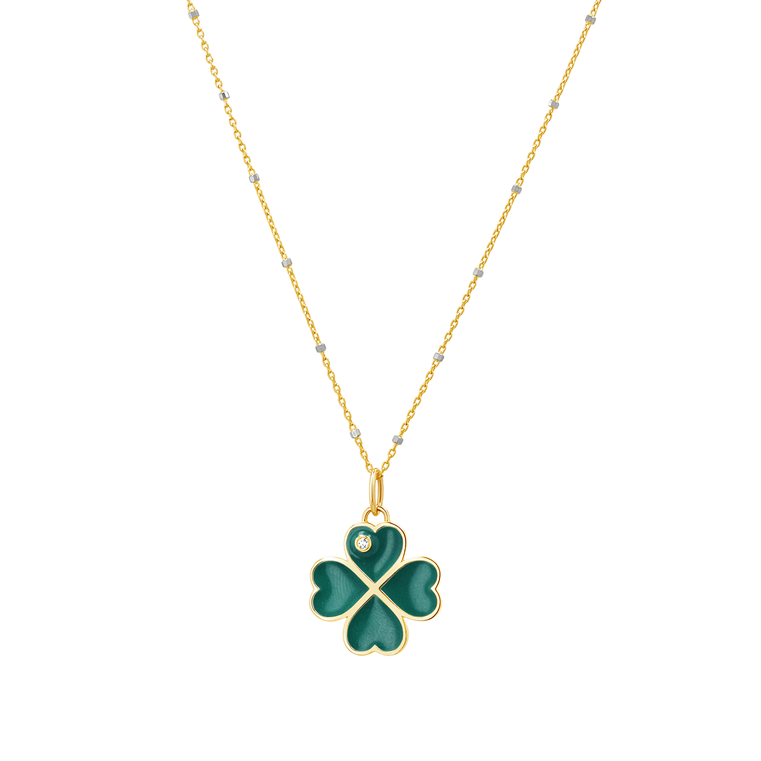 Emerald Clover Charm With Diamond Accent - Lotus Diamond