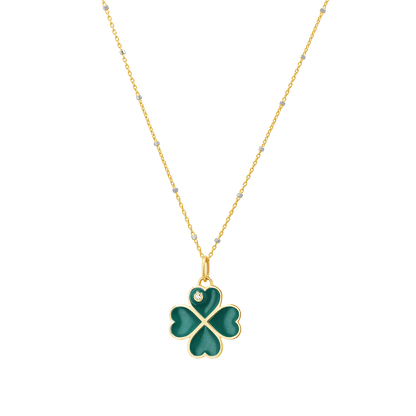 Emerald Clover Charm With Diamond Accent - Lotus Diamond