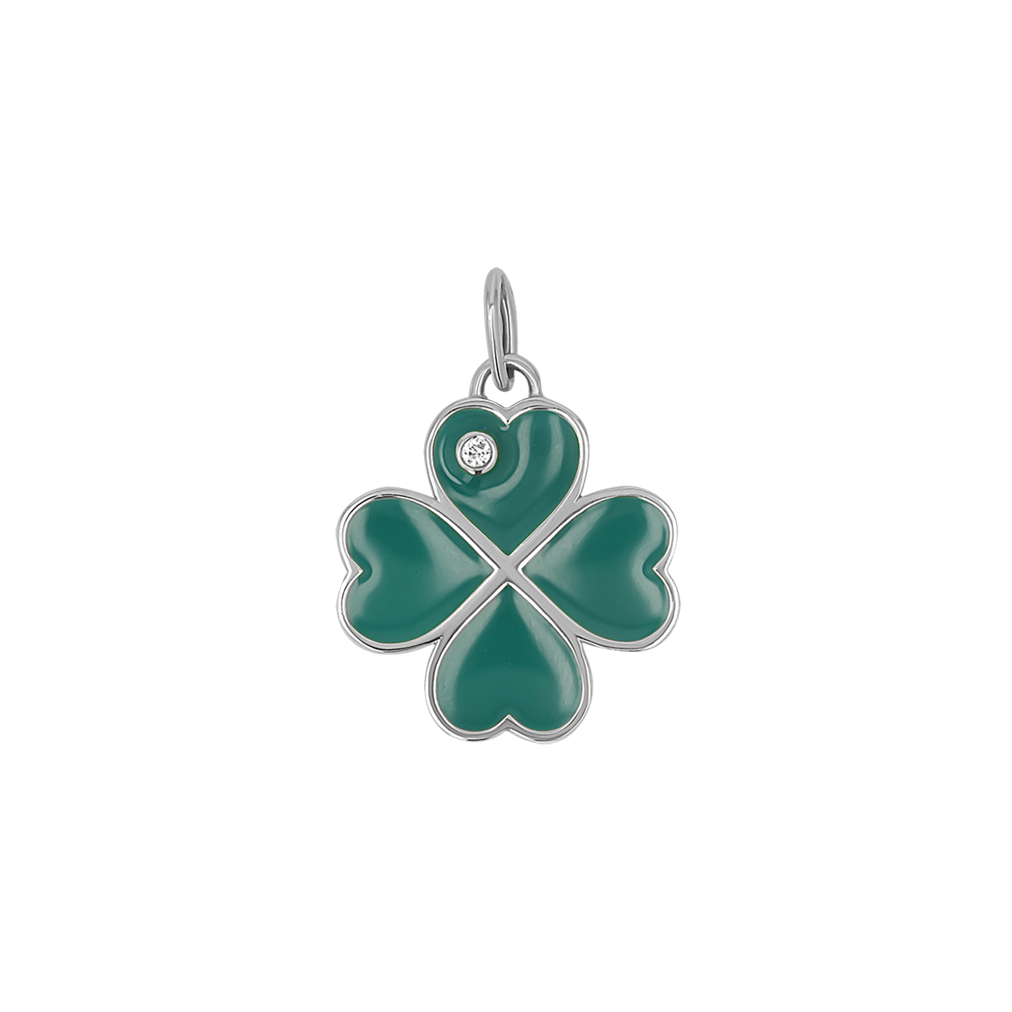 Emerald Clover Charm With Diamond Accent - Lotus Diamond