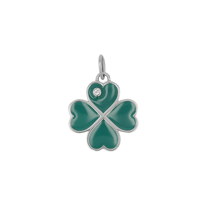 Emerald Clover Charm With Diamond Accent - Lotus Diamond