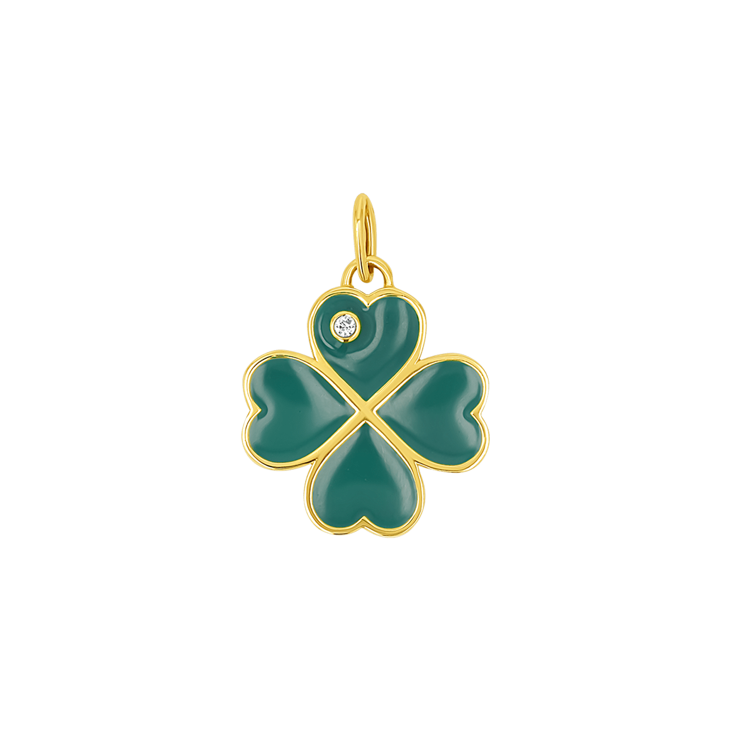Emerald Clover Charm With Diamond Accent - Lotus Diamond