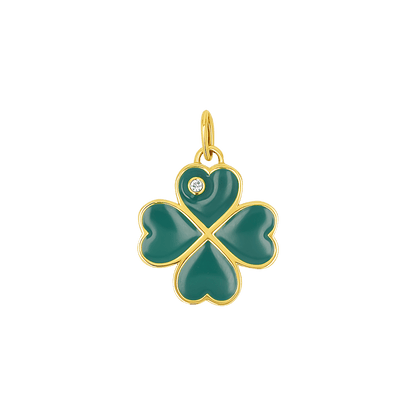 Emerald Clover Charm With Diamond Accent - Lotus Diamond