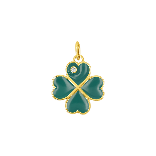 Emerald Clover Charm With Diamond Accent - Lotus Diamond