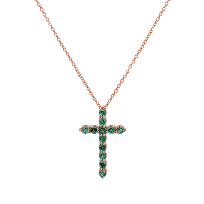 Emerald Cross Necklace - Lotus Diamond