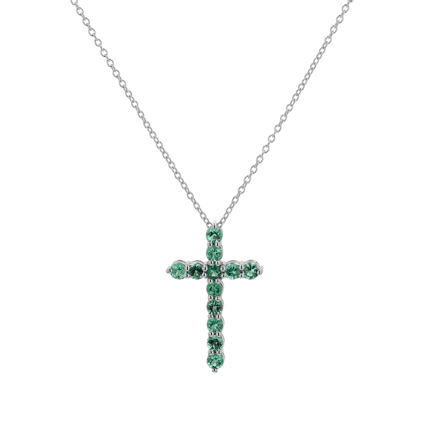 Emerald Cross Necklace - Lotus Diamond