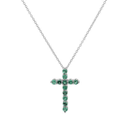 Emerald Cross Necklace - Lotus Diamond