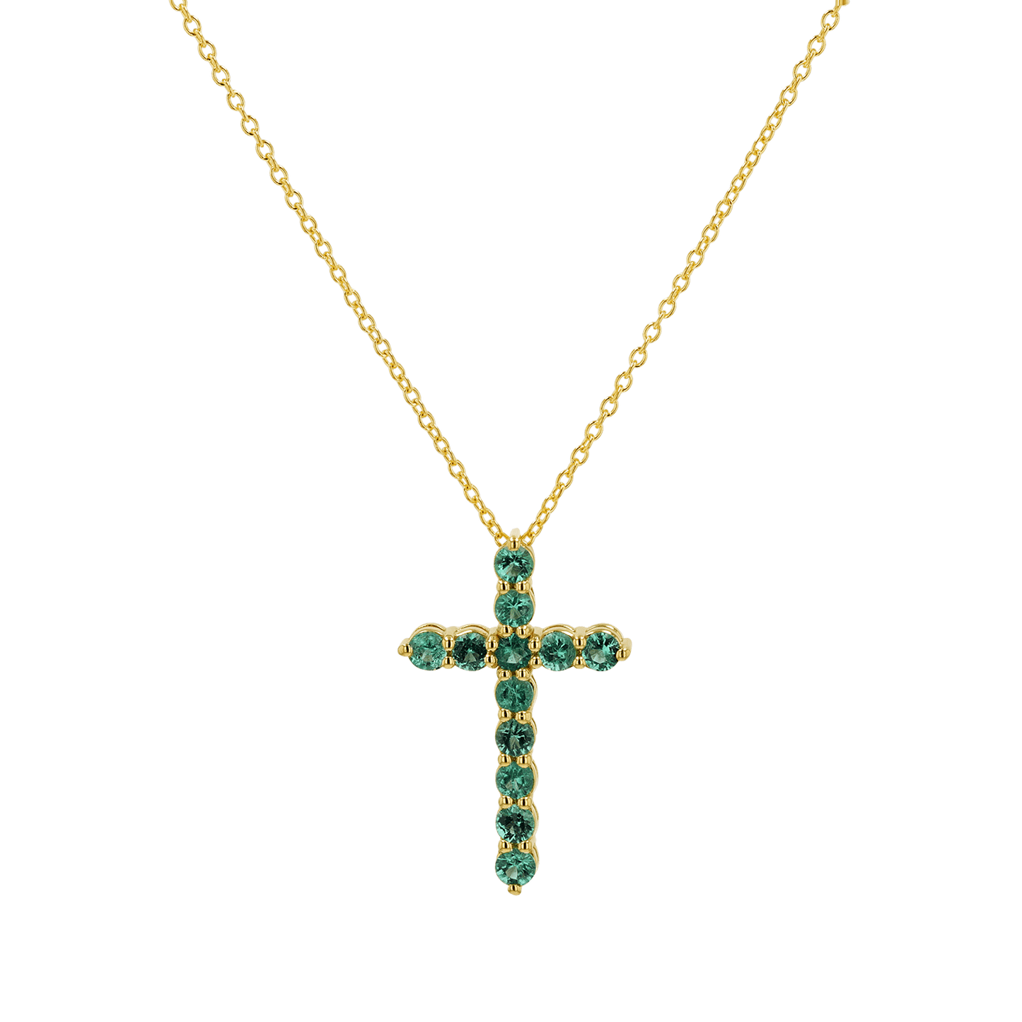 Emerald Cross Necklace - Lotus Diamond