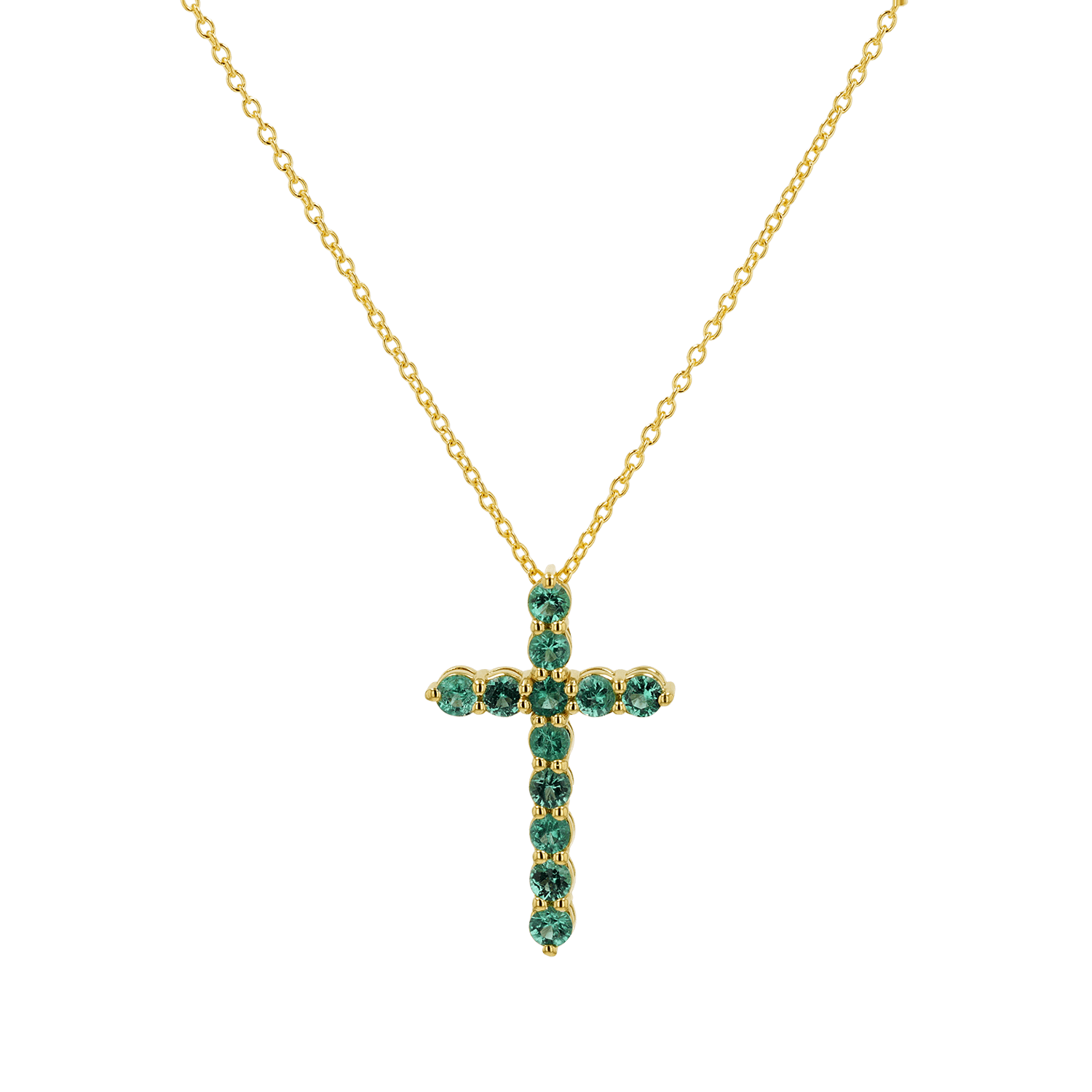 Emerald Cross Necklace - Lotus Diamond