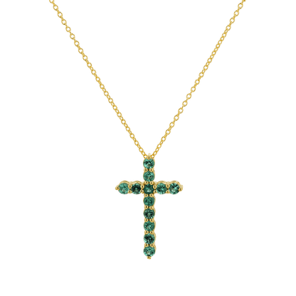 Emerald Cross Necklace - Lotus Diamond