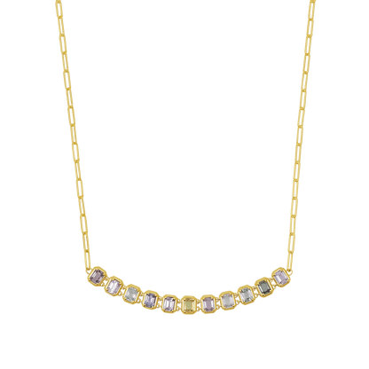 Emerald Cut Sapphire Choker Necklace - Lotus Diamond