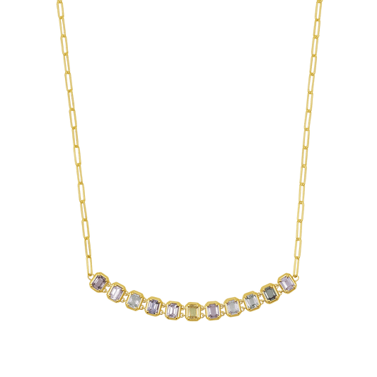 Emerald Cut Sapphire Choker Necklace - Lotus Diamond