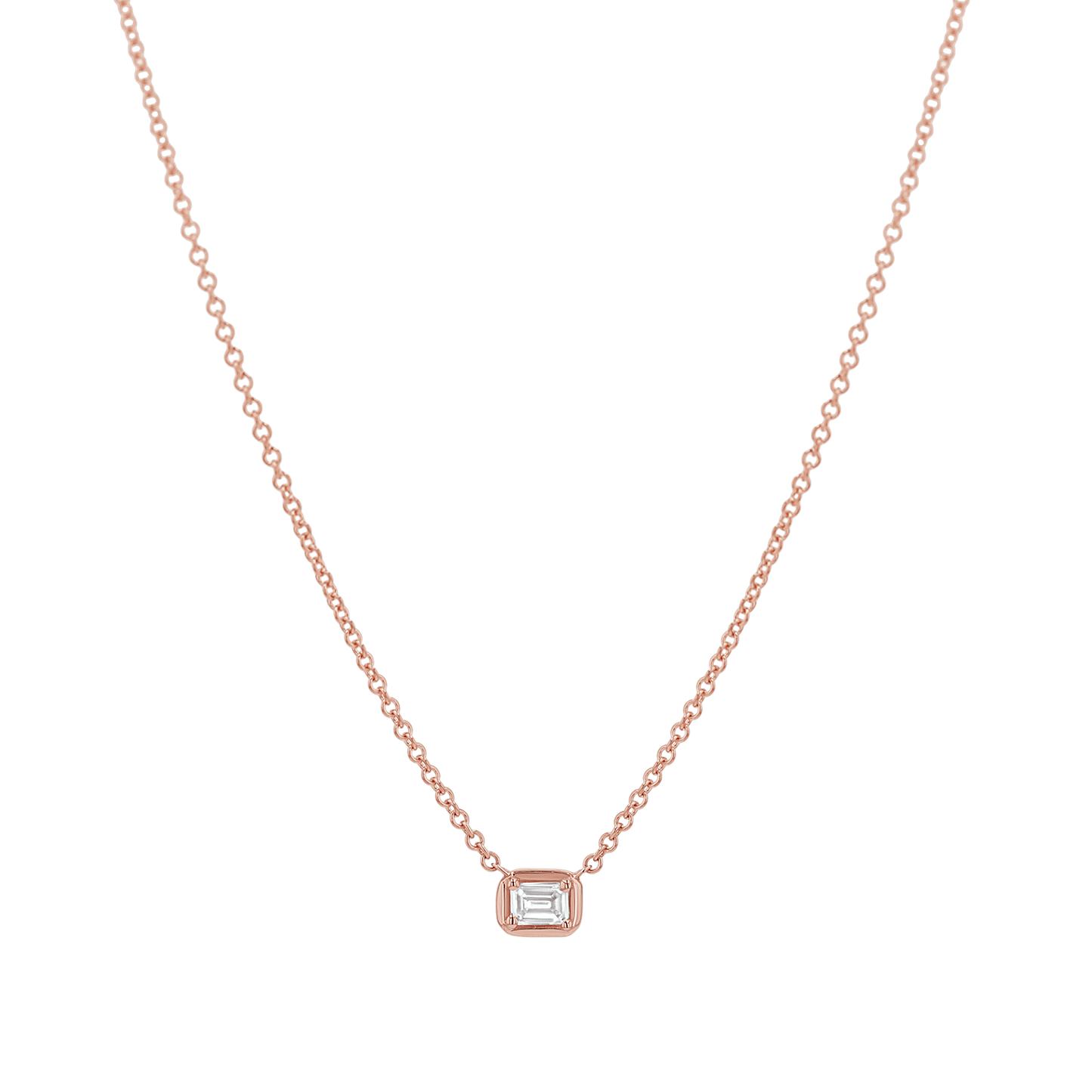 Emerald Diamond Solitaire Necklace - Lotus Diamond