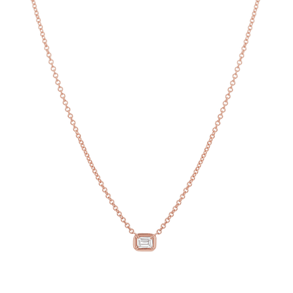 Emerald Diamond Solitaire Necklace - Lotus Diamond
