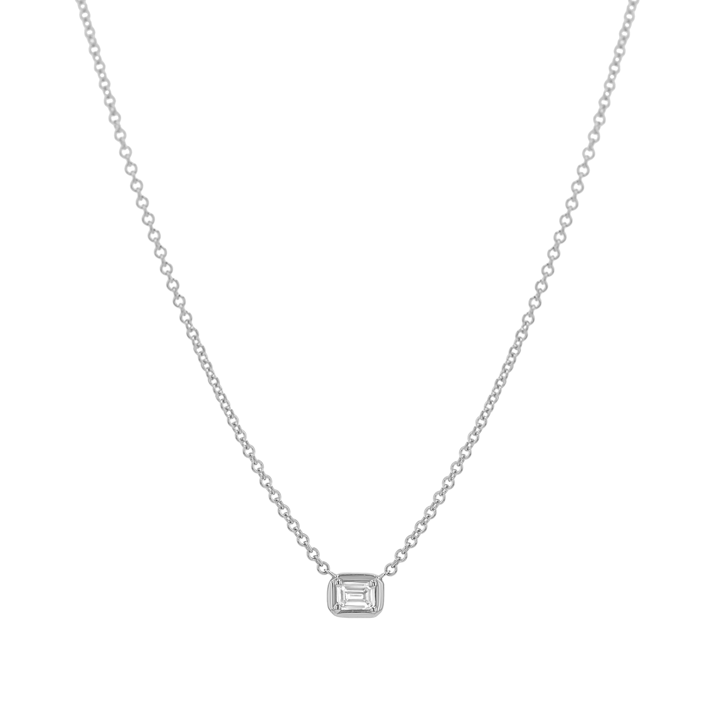 Emerald Diamond Solitaire Necklace - Lotus Diamond