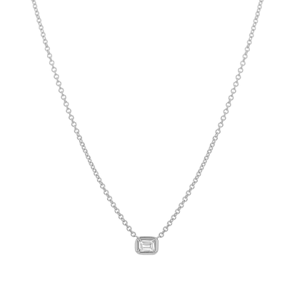 Emerald Diamond Solitaire Necklace - Lotus Diamond