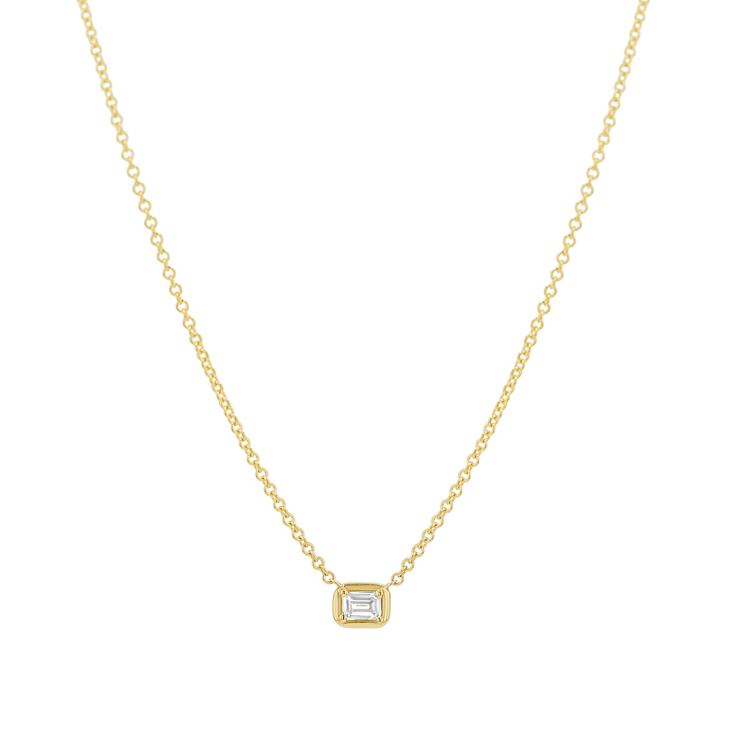 Emerald Diamond Solitaire Necklace - Lotus Diamond