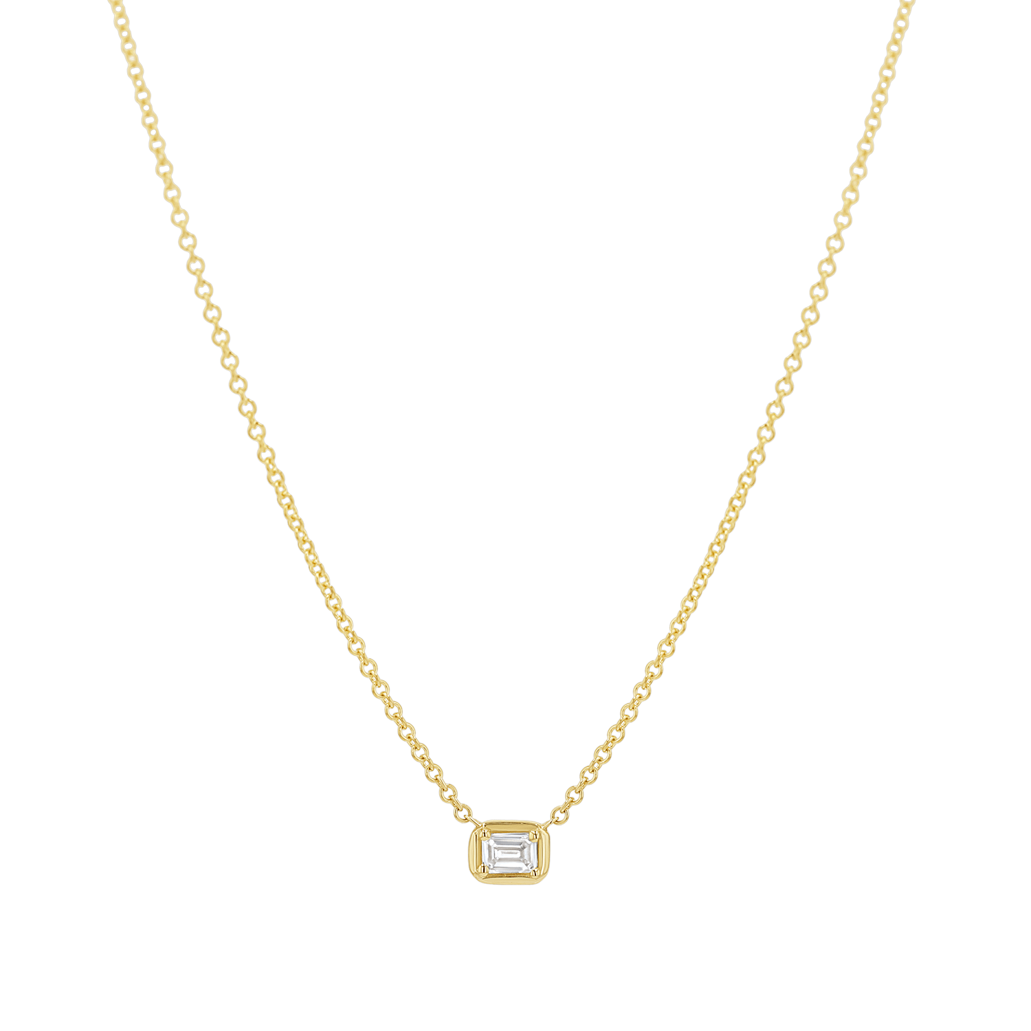 Emerald Diamond Solitaire Necklace - Lotus Diamond