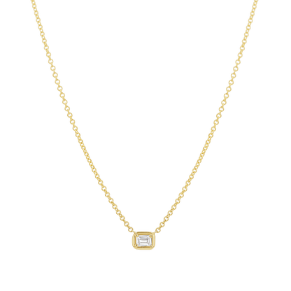 Emerald Diamond Solitaire Necklace - Lotus Diamond