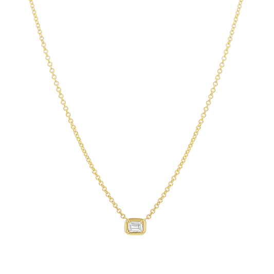 Emerald Diamond Solitaire Necklace - Lotus Diamond