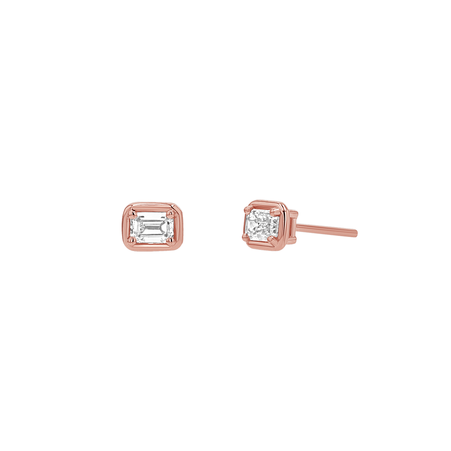 Emerald Diamond Stud Earrings - Lotus Diamond