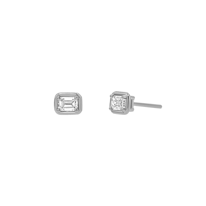 Emerald Diamond Stud Earrings - Lotus Diamond