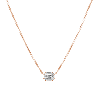 Emerald Shape Illusion Set Diamond Necklace - Lotus Diamond