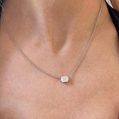 Emerald Shape Illusion Set Diamond Necklace - Lotus Diamond