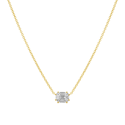 Emerald Shape Illusion Set Diamond Necklace - Lotus Diamond