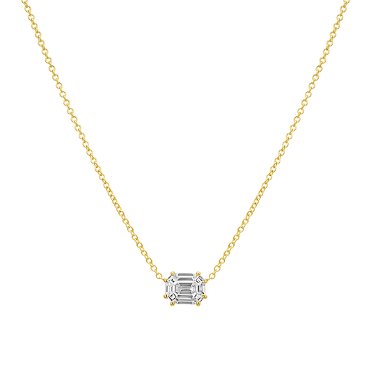 Emerald Shape Illusion Set Diamond Necklace - Lotus Diamond