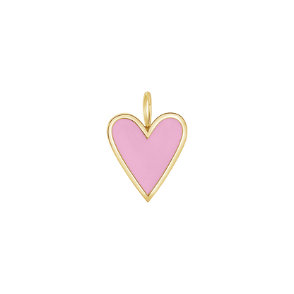 Enamel Elongated Heart Charm - Lotus Diamond