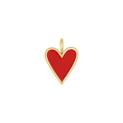Enamel Elongated Heart Charm - Lotus Diamond