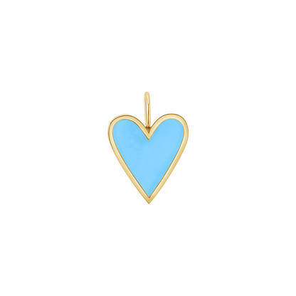 Enamel Elongated Heart Charm - Lotus Diamond