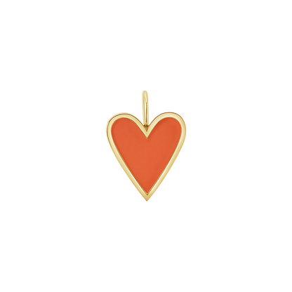 Enamel Elongated Heart Charm - Lotus Diamond