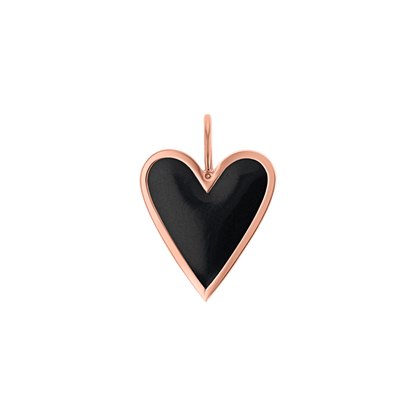 Enamel Elongated Heart Charm - Lotus Diamond