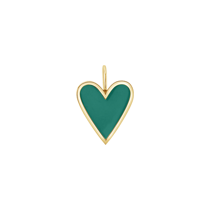 Enamel Elongated Heart Charm - Lotus Diamond