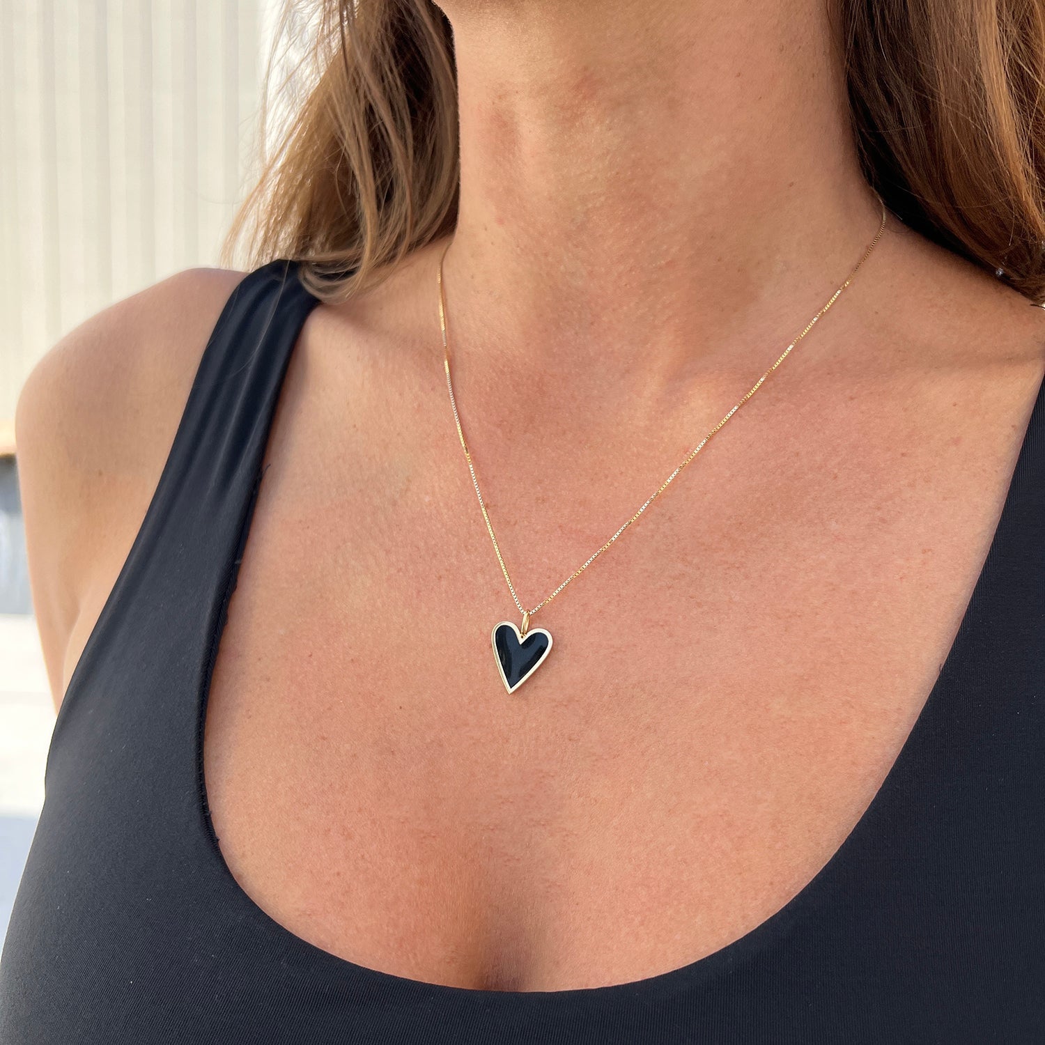 Enamel Elongated Heart Charm - Lotus Diamond