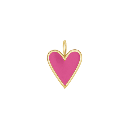 Enamel Elongated Heart Charm - Lotus Diamond