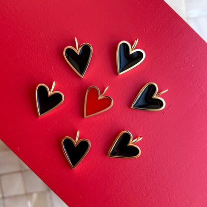 Enamel Elongated Heart Charm - Lotus Diamond